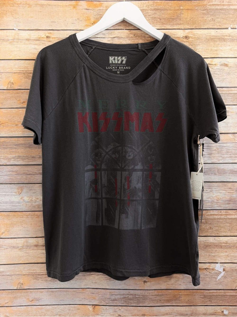 Lucky Brand Merry Kissmas Graphic Cotton Short Sleeve Tee Size Medium NWT